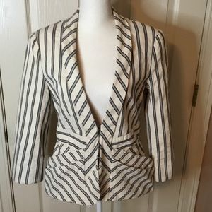 Nanette Lepore Cream & Gray Striped Blazer - 10
